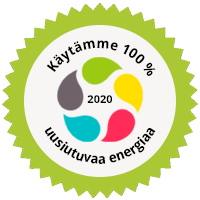 Käytämme 100% uusiutuvaa energiaa 2020 logo